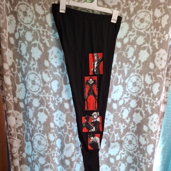 Hot Topic Pants - Hot Topic Black and Red Graphic Leggings Death Note Size Large